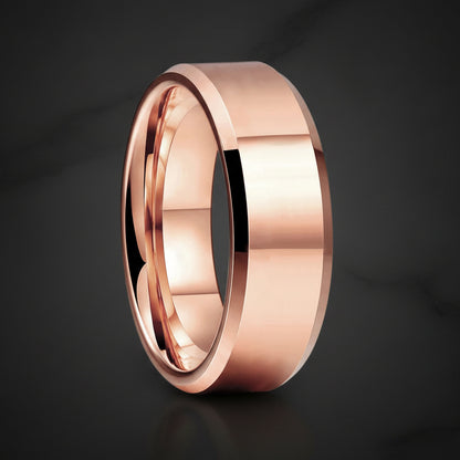 Rose Gold Polished Tungsten Wedding Band