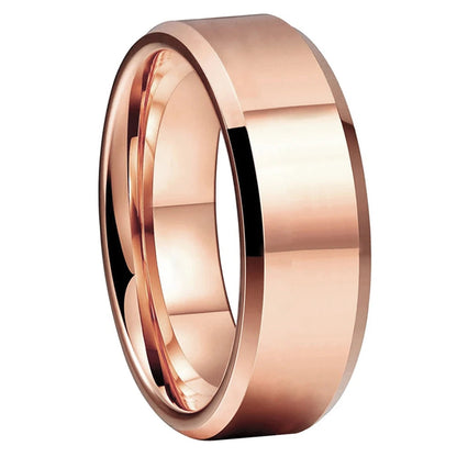 Rose Gold Polished Tungsten Wedding Band