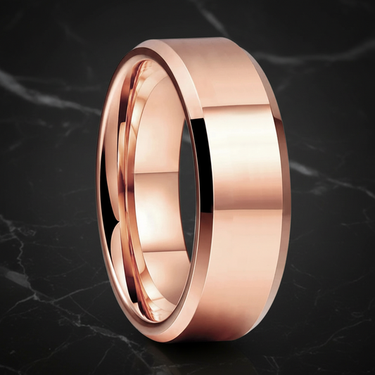 Rose Gold Polished Tungsten Wedding Band
