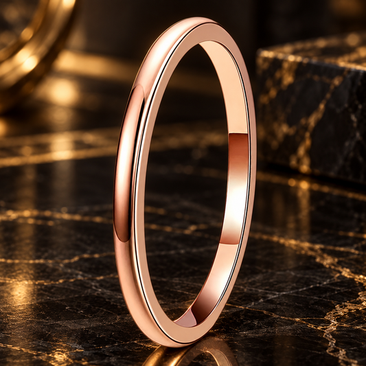 2mm Polished Rose Gold Tungsten Ring