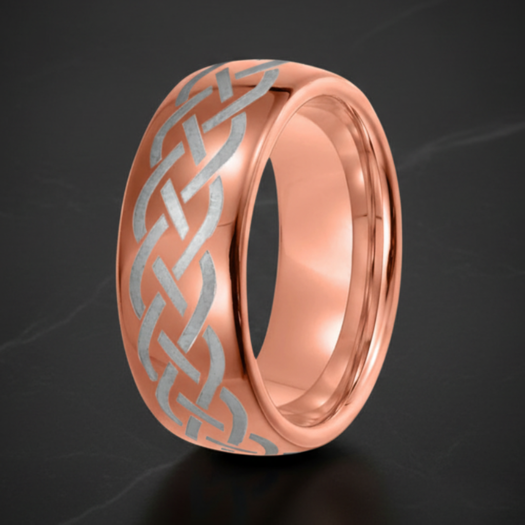 Rose Gold Tungsten Celtic Knot Ring 