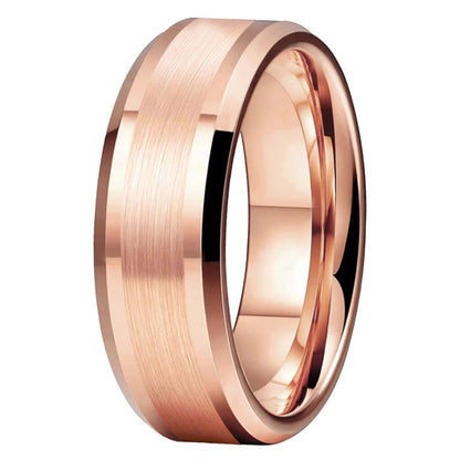 Rose Gold Tungsten Mens Wedding Band