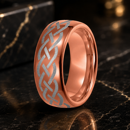 Rose Gold Viking Celtic Knot Tungsten Ring