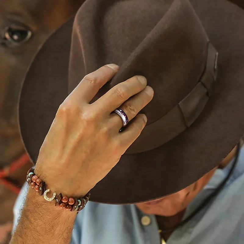 Rose gold arrow tungsten ring