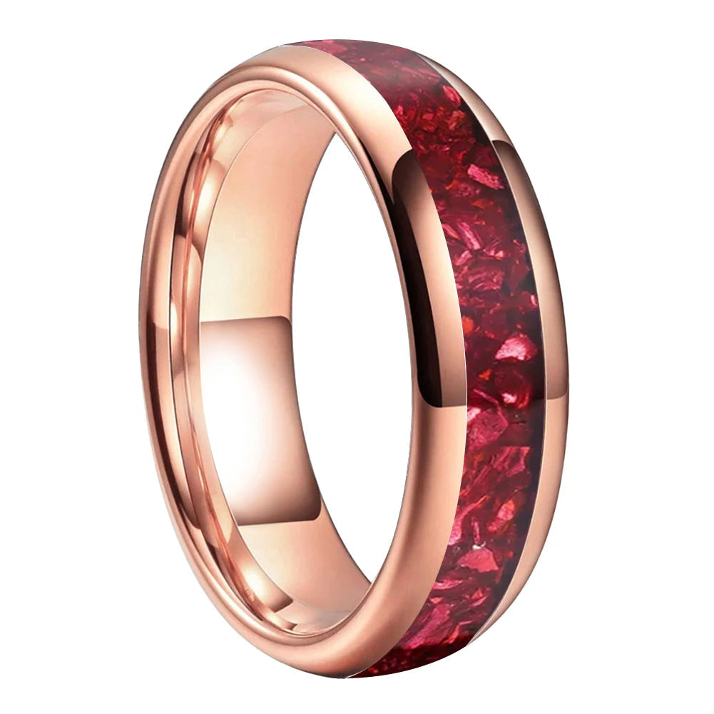 Rose gold Tungsten ring with red inlay-Realtungsten Brand