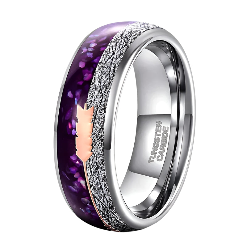 Rose gold arrow tungsten ring