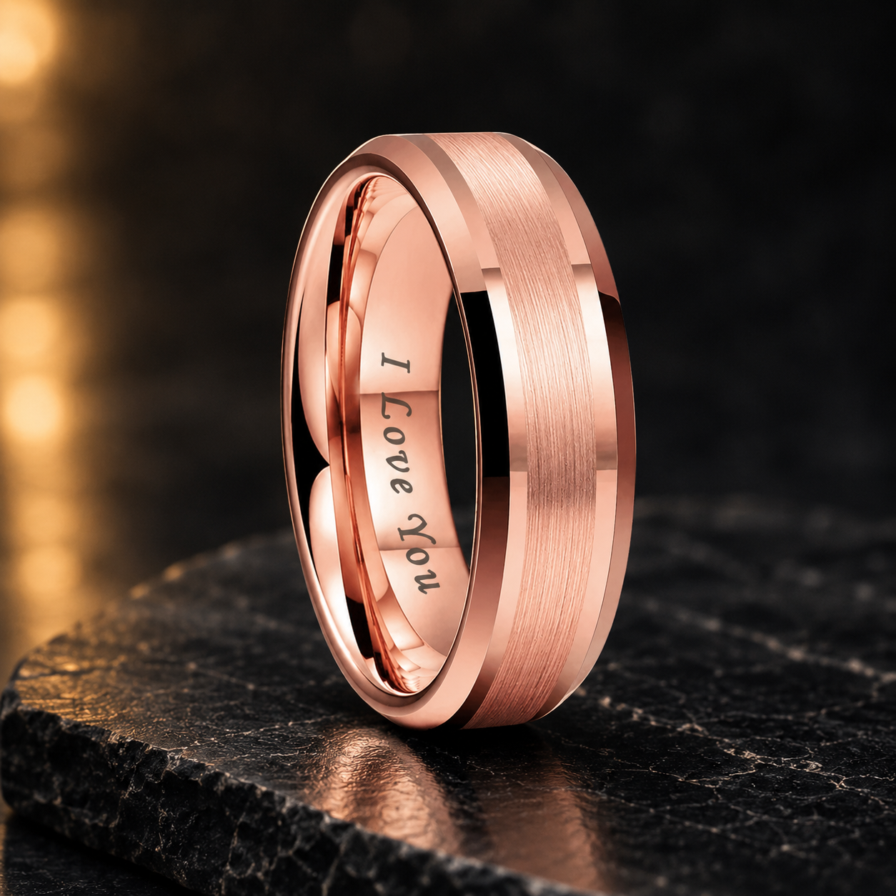Rose gold i love you ring