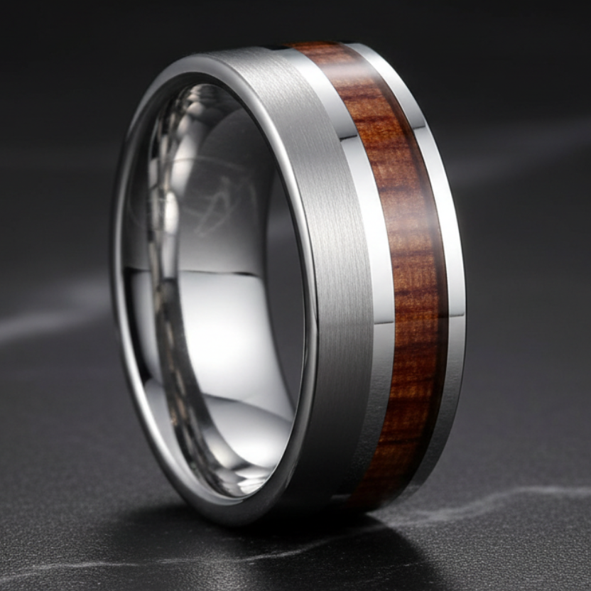 8mm_Rosewood_Tungsten_Flat_Wedding_Band