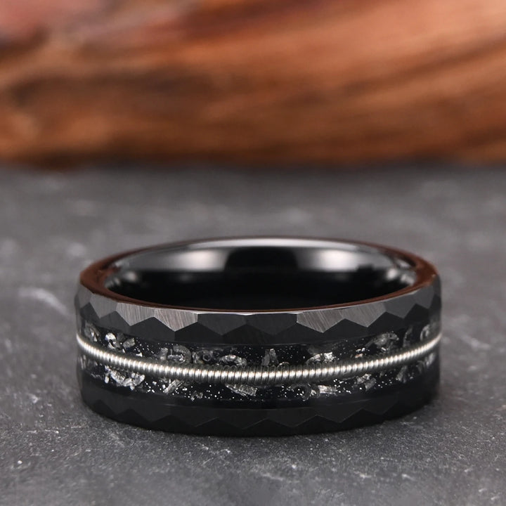 Hammered Tungsten Carbide Ring