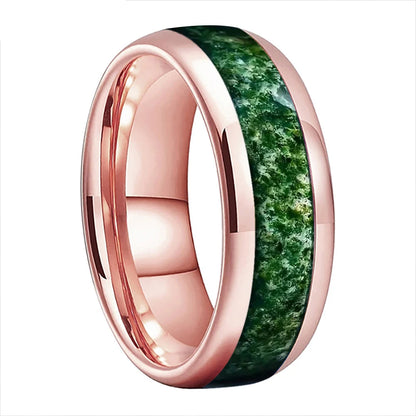 Tungsten Moss Agate Ring 