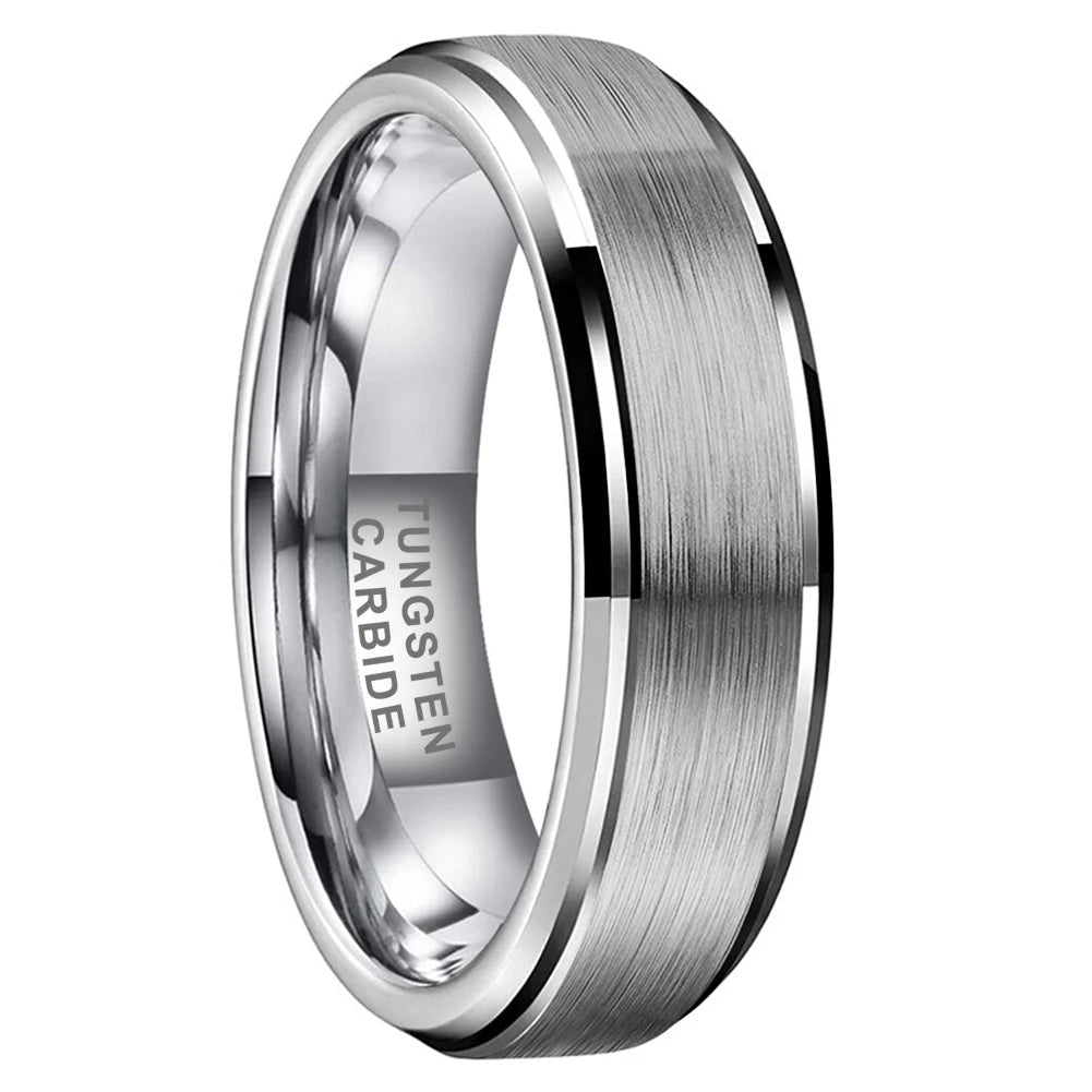 Classic Brushed Stepped Edge Tungsten Wedding Band - RealTungsten
