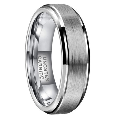Classic Brushed Stepped Edge Tungsten Wedding Band - RealTungsten