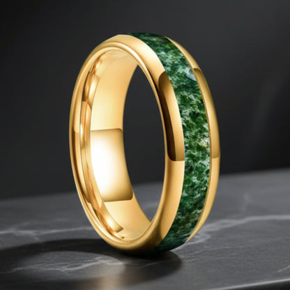 Tungsten Moss Agate Ring 