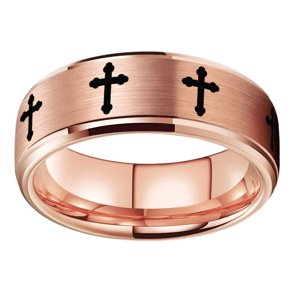 Mens Tungsten Cross Ring