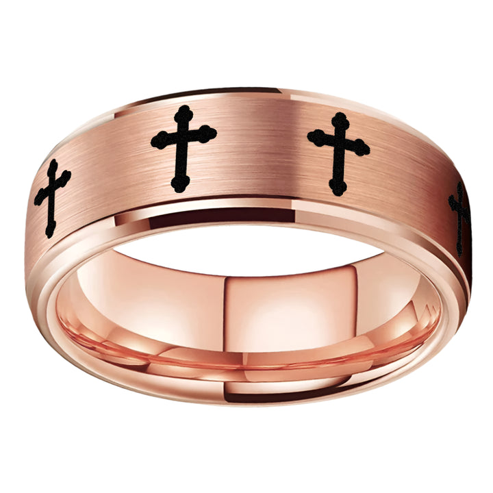 Mens Tungsten Cross Ring