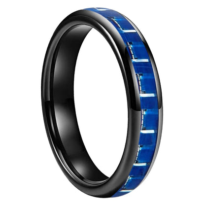 Blue Carbon Fiber Inlay Tungsten Ring 