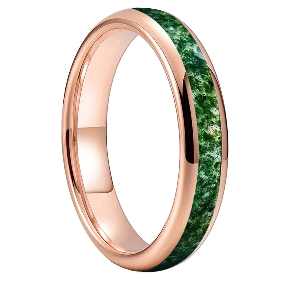 Tungsten Moss Agate Ring 