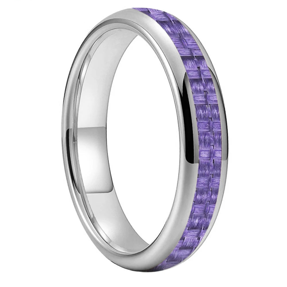 Purple Carbon Fiber Tungsten Ring 