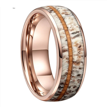 The Trailhead — Tungsten Ring with Deer Antler and Koa Wood Inlay