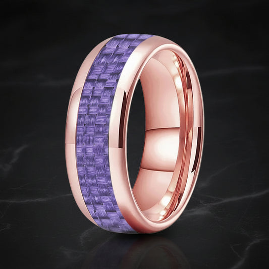 Purple Carbon Fiber Tungsten Ring 