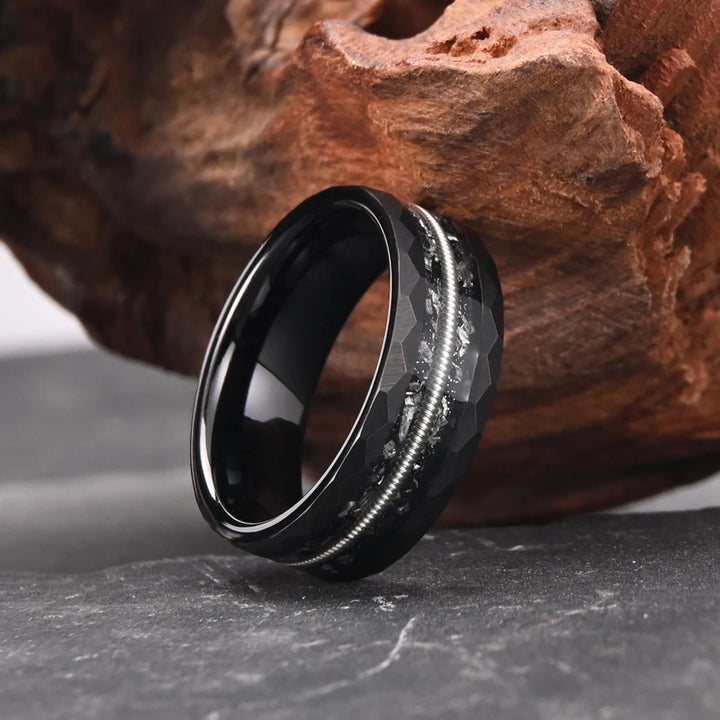 Hammered Tungsten Carbide Ring
