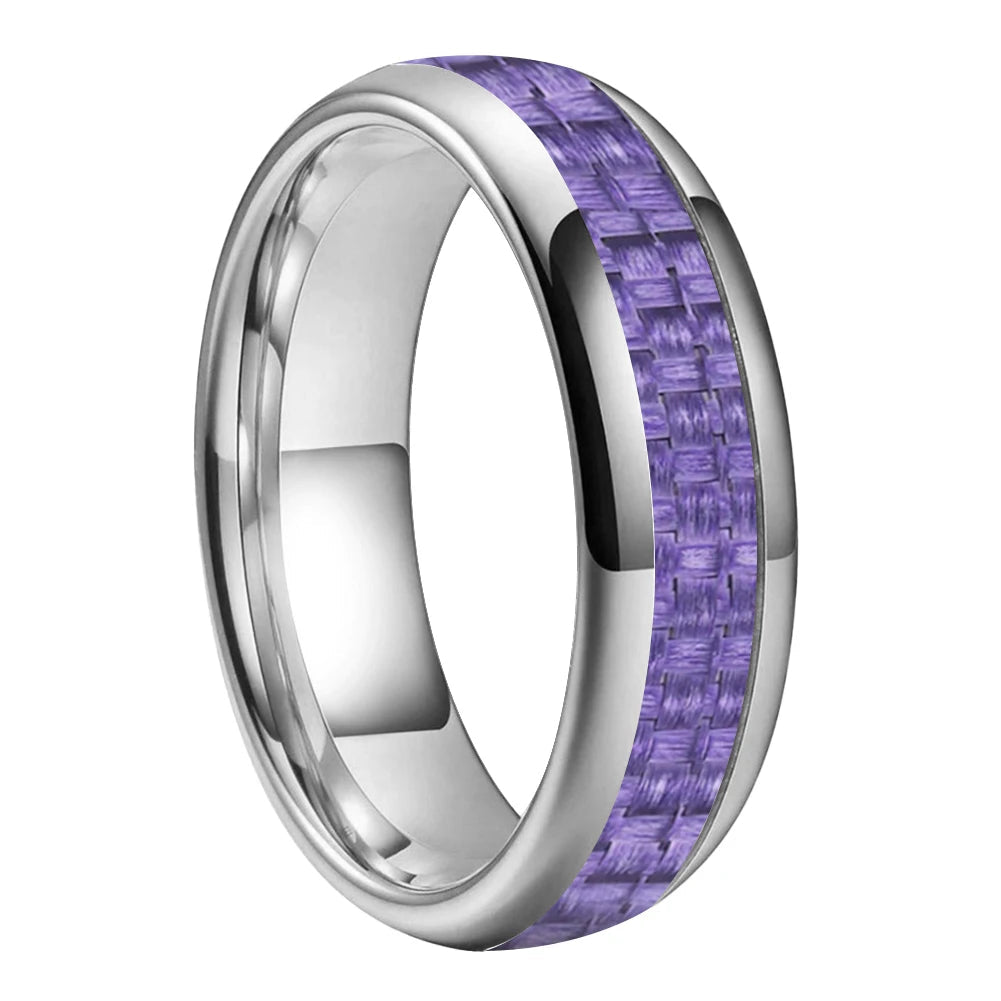 Purple Carbon Fiber Tungsten Ring 