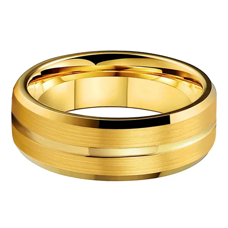 Brushed Tungsten Wedding Band with Center Groove 