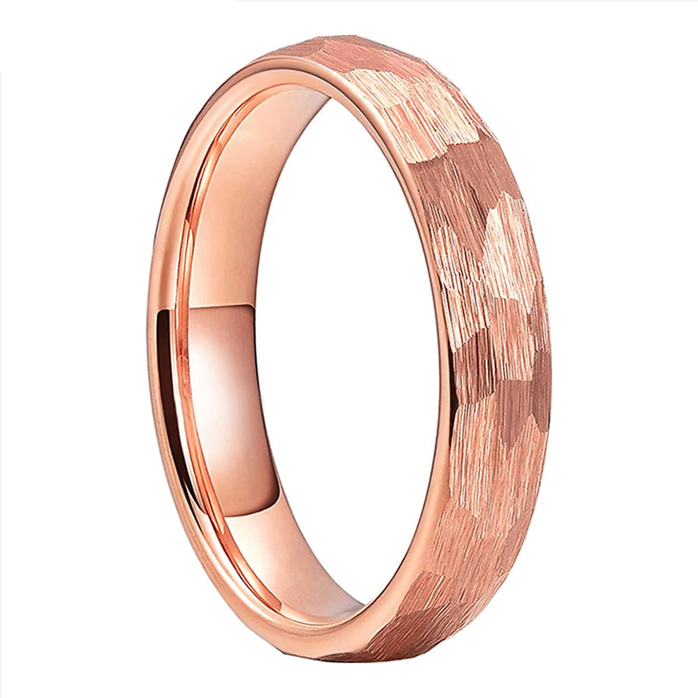 4mm Hammered Tungsten Ring for Women