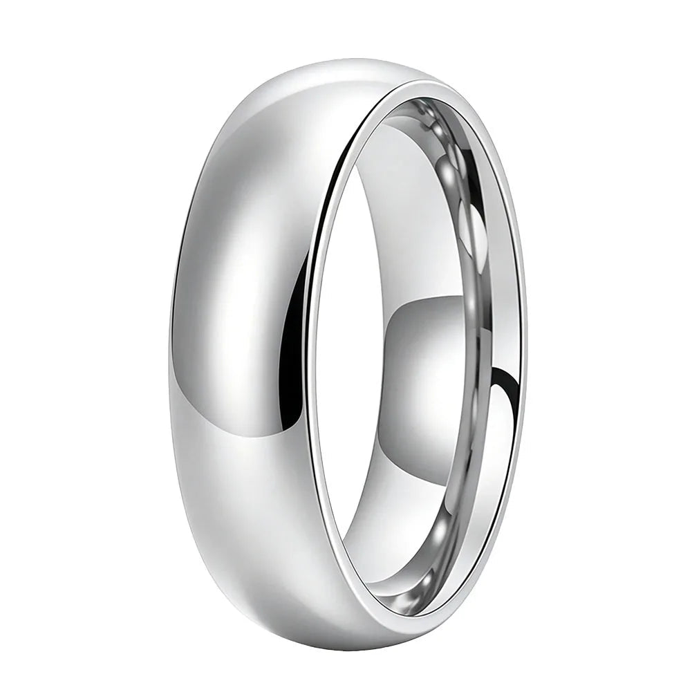 Dome Polished White Tungsten Carbide Ring