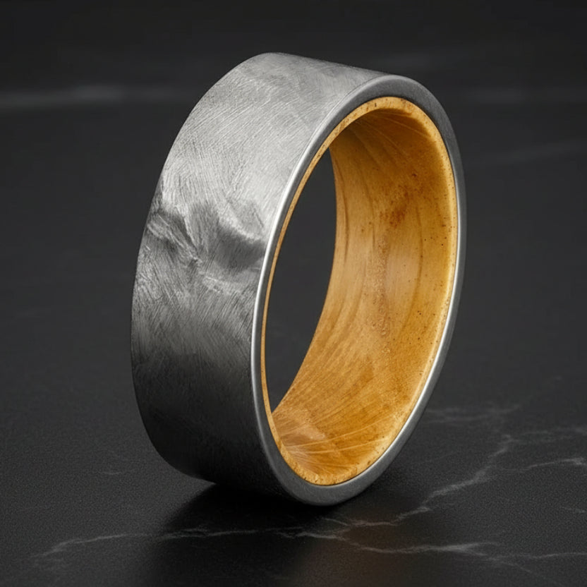 The Barrel Oath-silver wood ring