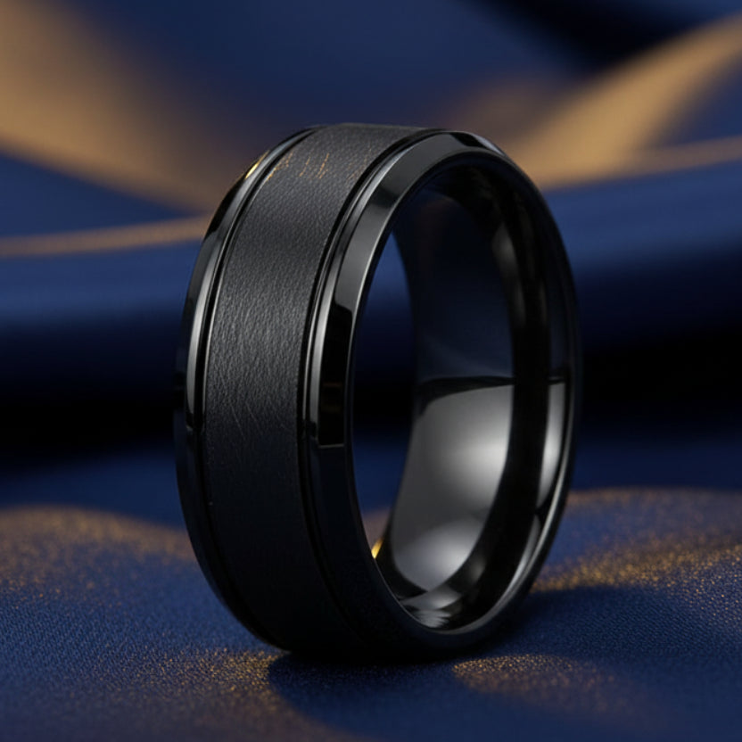 Satin Black Tungsten Wedding Band