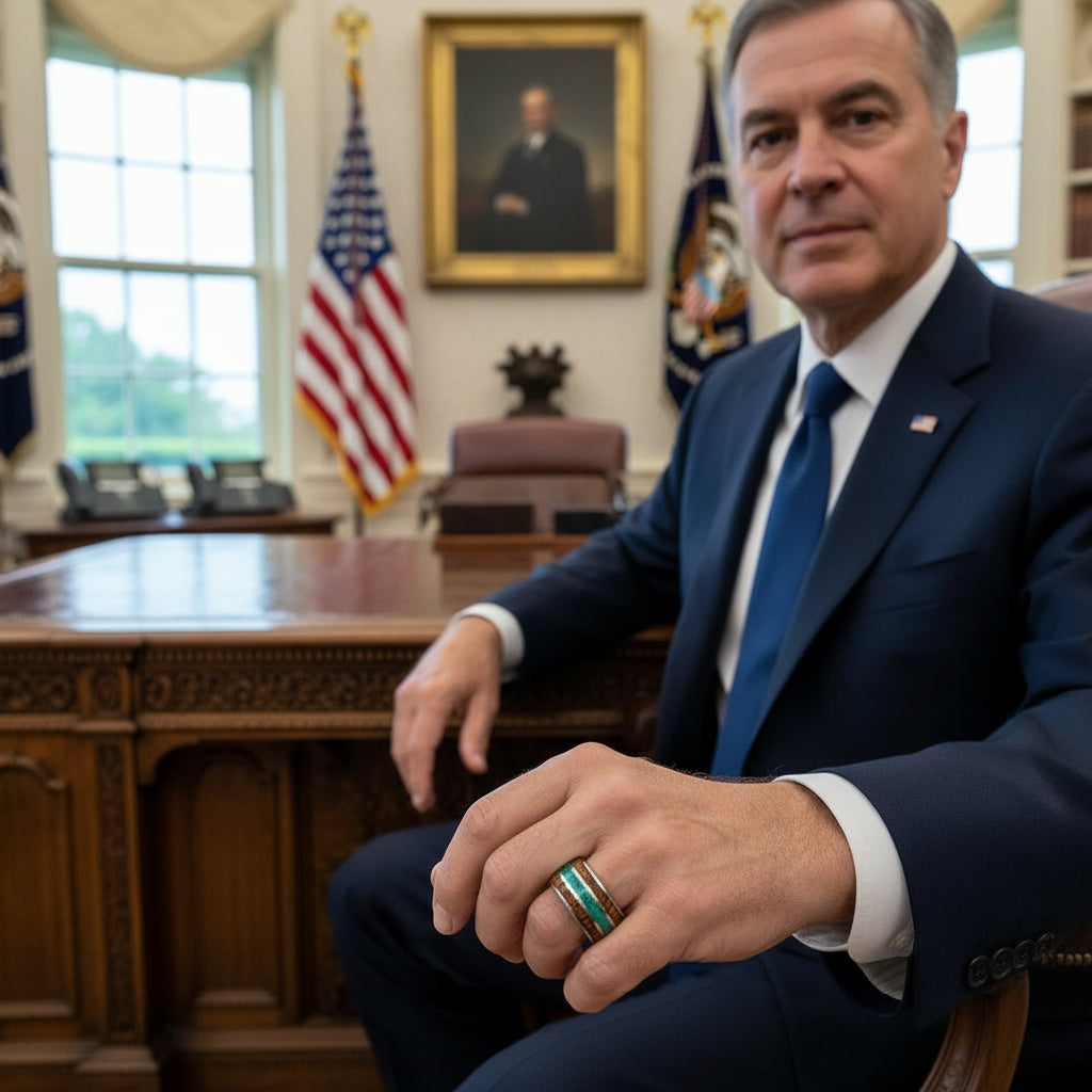 Koa Wood & Green Malachite Tungsten Wedding Band