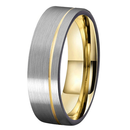Tungsten Ring with Gold Inlay