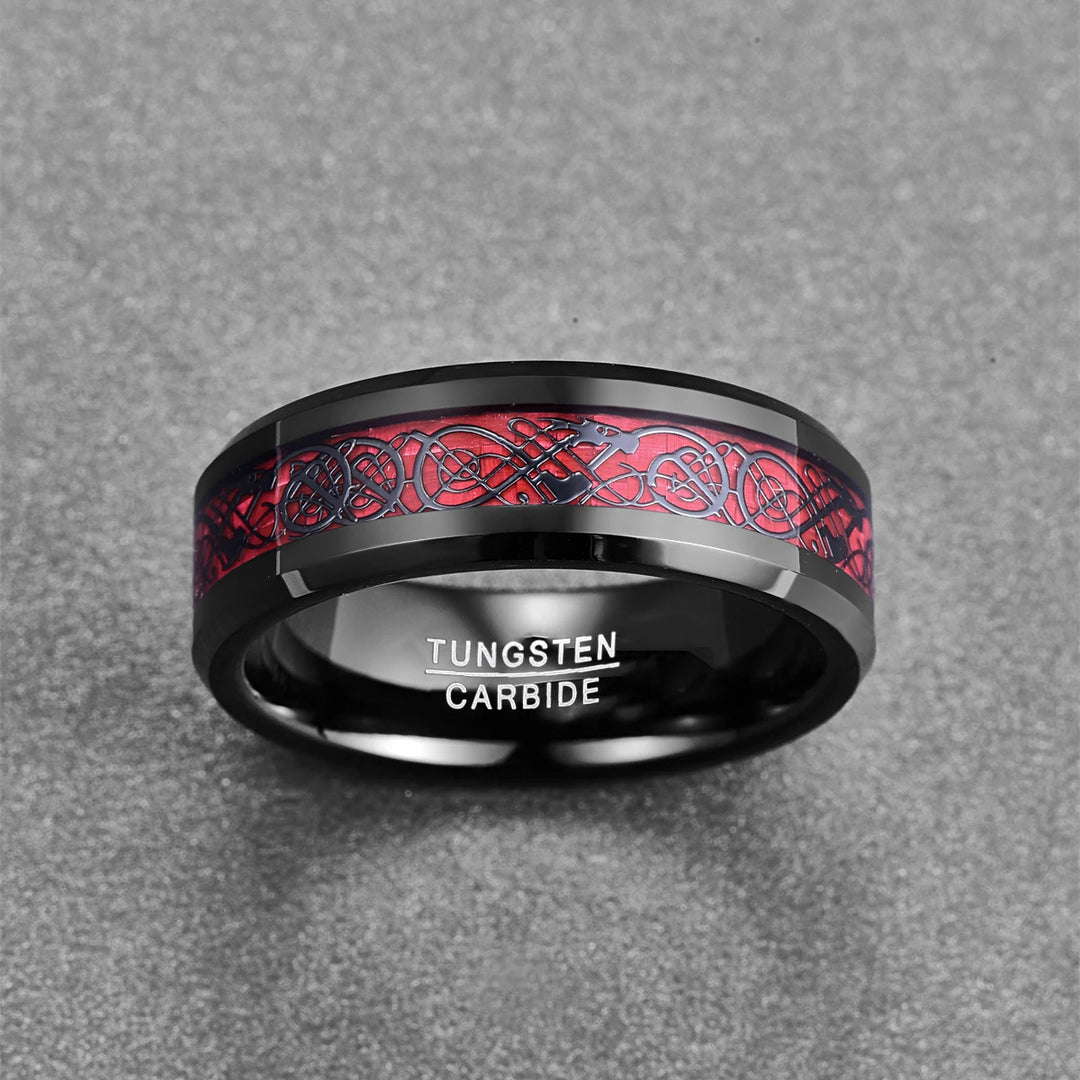 Black and Red Carbon Fiber Ring