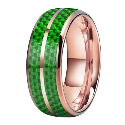 Green Carbon Fiber Double-Groove Tungsten Ring