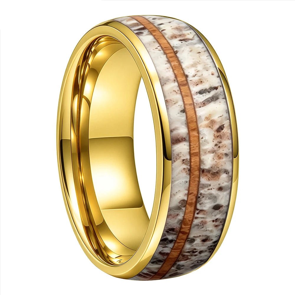 The Trailhead — Tungsten Ring with Deer Antler and Koa Wood Inlay