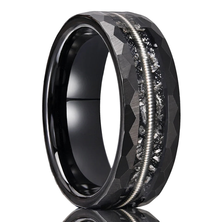 Hammered Tungsten Carbide Ring