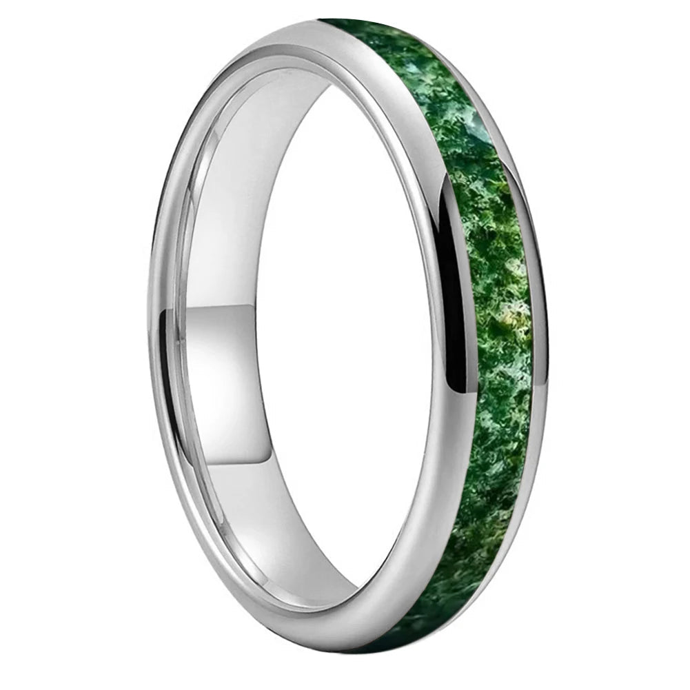 Tungsten Moss Agate Ring 