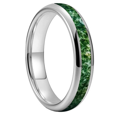 Tungsten Moss Agate Ring 