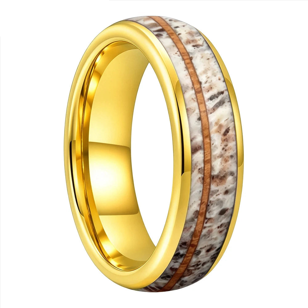 The Trailhead — Tungsten Ring with Deer Antler and Koa Wood Inlay