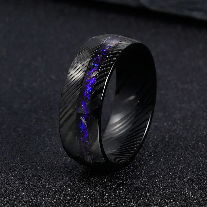 Tungsten Damascus Pattern Ring