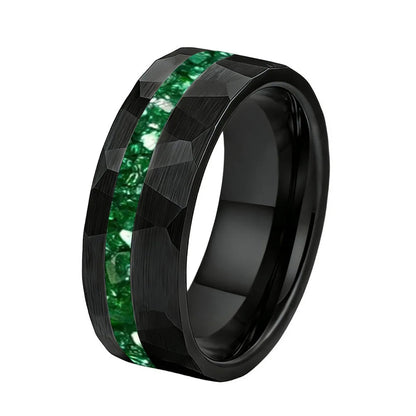 The Emerald Unity™ – Tungsten Ring with Green Stone Inlay