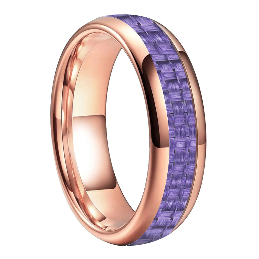 Purple Carbon Fiber Tungsten Ring 