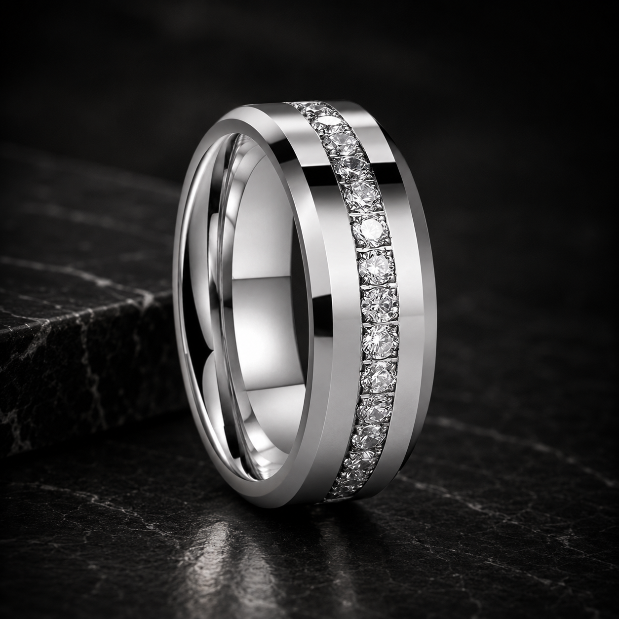 Tungsten Cubic Zirconia Ring