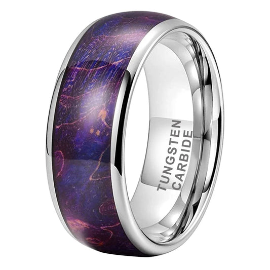 Multicolor Elder Wood Inlay Tungsten Wedding Band