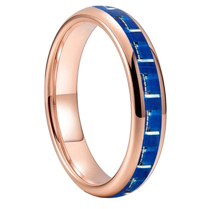 Blue Carbon Fiber Inlay Tungsten Ring 