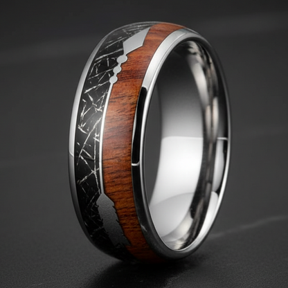 Sandalwood_Meteorite_Arrow_Inlay_Tungsten_Wedding_Band