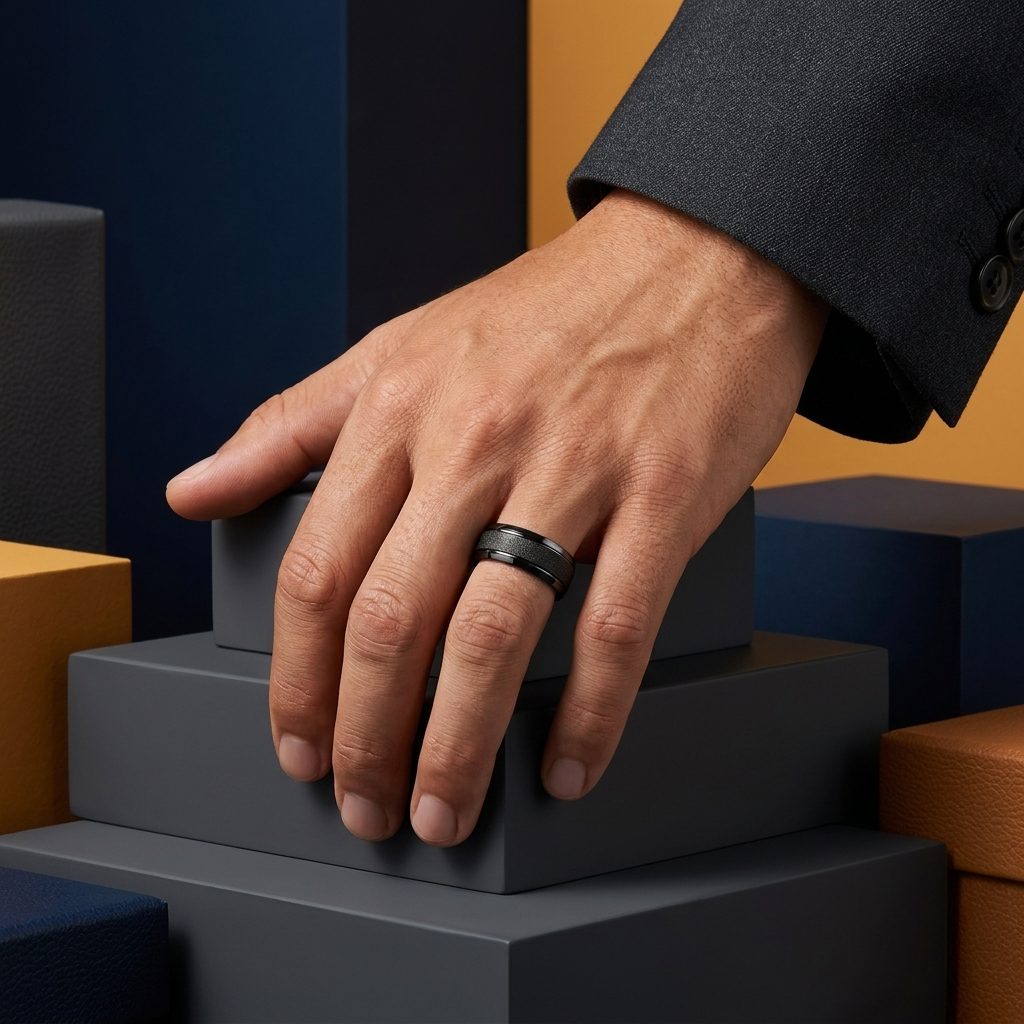 Sandblasted Tungsten Ring