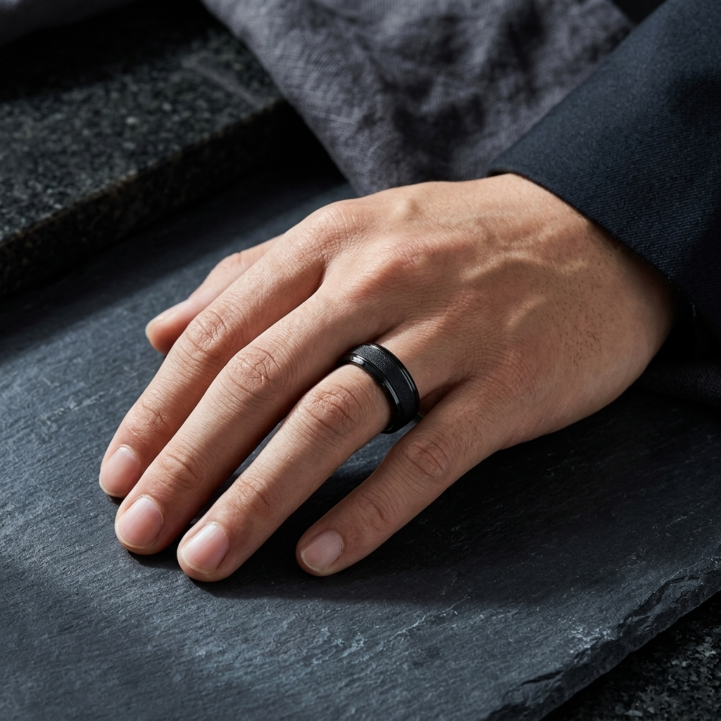 Sandblasted Tungsten Ring