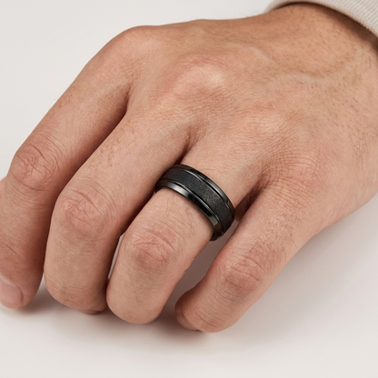 Sandblasted Tungsten Ring